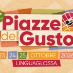 Piazze del Gusto, quinta edizione a Linguaglossa dal 23 al 25 ottobre 2026, su sfondo beige a collage